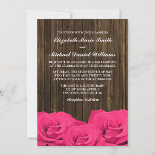 Convites Casamento de Rosas Rosa Barn Wood