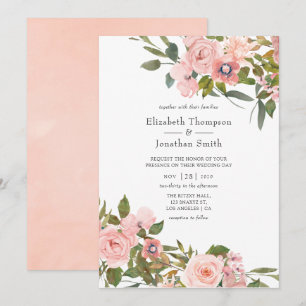 Convites Casamento de Rosas Rosa Bege e Dourado Rosa em Aqu