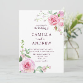 Convites Casamento de Rosas Rosa-Blush