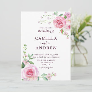 Convites Casamento de Rosas Rosa-Blush