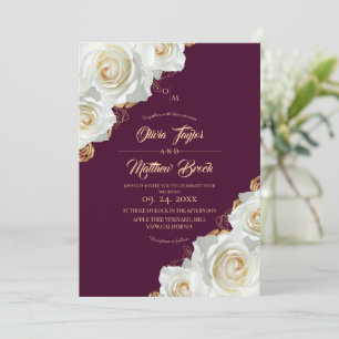Convites Casamento de Rosas Rosa e Branco Florais