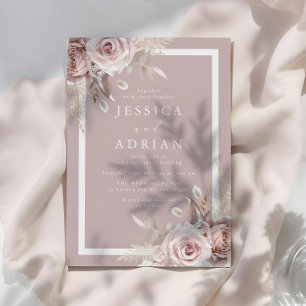 Convites Casamento de Rosas Rosa Escamosas e Excelentes