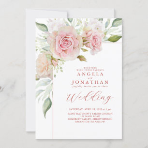 Convites Casamento de Rosas Rosa Pastel