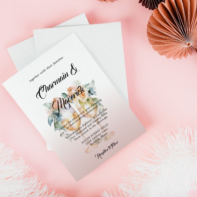 Convites Casamento de Rosas Rosa-Rosa Alabastro-Dusty (Criador carregado)