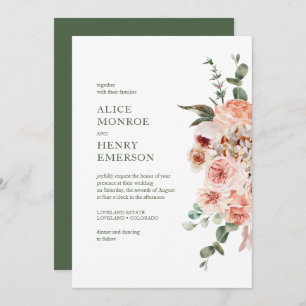 Convites Casamento de Rosas Rosa Rosa Espelhadas com Cor de