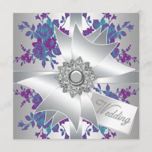 Convites Casamento de Rosas Roxos Teal