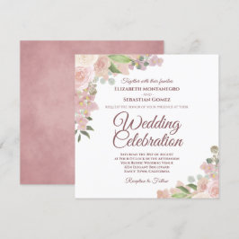 Convites Casamento de Rosas Rustic Pink Mauve & Coral Water