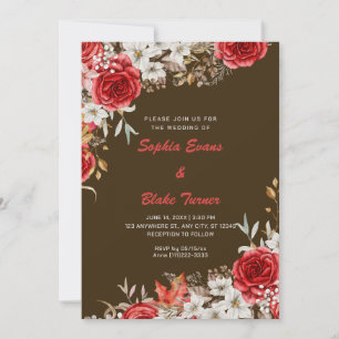 Convites Casamento de Rosas Vermelhas Country Elegante Roxo