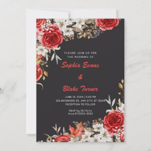 Convites Casamento de Rosas Vermelhas Country Elegantes Cin