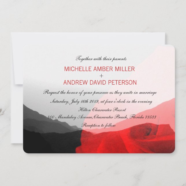 Convites Casamento de Rosas vermelhas de Amor/Cordilheira (Frente)