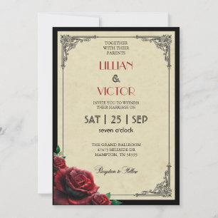 Convites Casamento de Rosas vermelhas do art. 1920