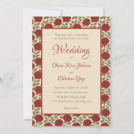 Convites Casamento de Rosas vermelhas vitoriana