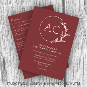 Convites Casamento de Rosewood All-in-One, Frame Foliage Mo