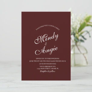 Convites Casamento de Rótulo Minimalista Burgundy Profundo