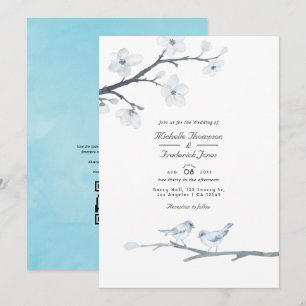 Convites Casamento de RSVP com Código QR de Flores de Cerej