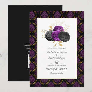 Convites Casamento de RSVP com Código QR Floral Gótico Vint