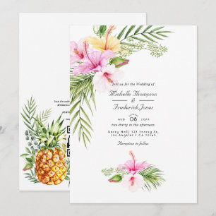 Convites Casamento de RSVP com Código QR Floral Tropical Al