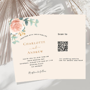 Convites Casamento de RSVP de código de QR floral de rosa b