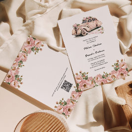 Convites Casamento de RSVP de Código QR de Blush Floral Cor