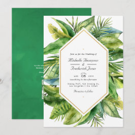 Convites Casamento de RSVP de Código QR de Folhas Tropicais