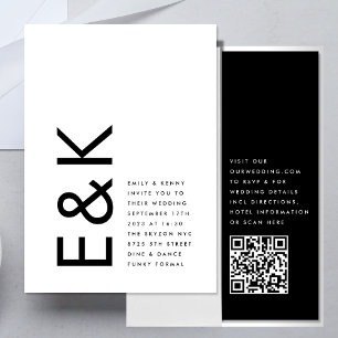 Convites Casamento de RSVP de CÓDIGO QR do Monograma EDITÁV