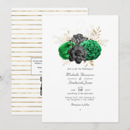 Convites Casamento de RSVP de Código QR Floral Esmeralda Es
