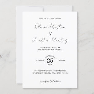 Convites Casamento de RSVP de Código QR Preto Simples e Sim