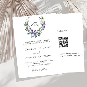 Convites Casamento de RSVP de florais violentos de lavanda