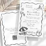 Convites Casamento de RSVP de Reprodução de Mão Negra de Pr<br><div class="desc">Anime-se para o dia especial com o convite para casamento de na moda e diversão em preto e branco! Apresentando simples esboços de rabiscos originais, brancos e desenhados à mão, de conchas, ondas e encanto costeiro, este design traz uma energia divertida para a sua celebração. A letra de script e...</div>
