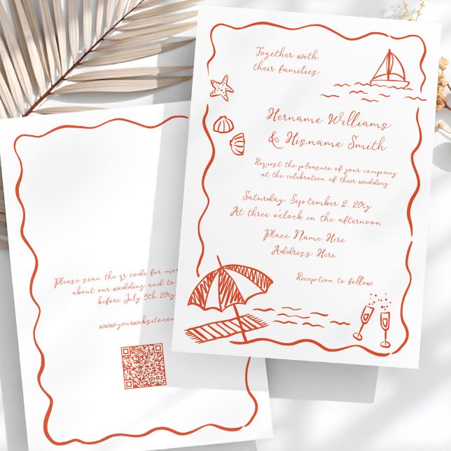Convites Casamento de RSVP de Reprodução de Mão Vermelha de (Criador carregado)