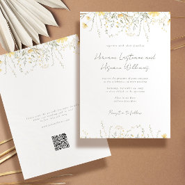 Convites Casamento de RSVP de RSVP de Flor Amarelo Simples