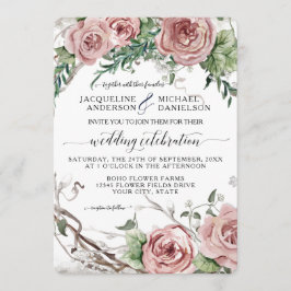 Convites Casamento De Rua Floral Rosa-Rosa, Blush Chic,