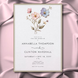 Convites Casamento de Sábado de Pastel Selvagens Pressionad