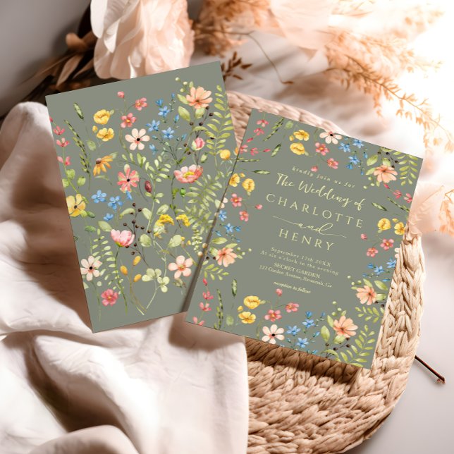 Convites Casamento de sábado moderno Elegante de flores sel (Criador carregado)