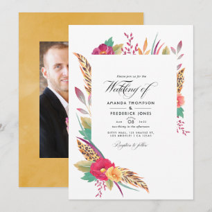 Convites Casamento de Safari Floral em Aquarela Foto