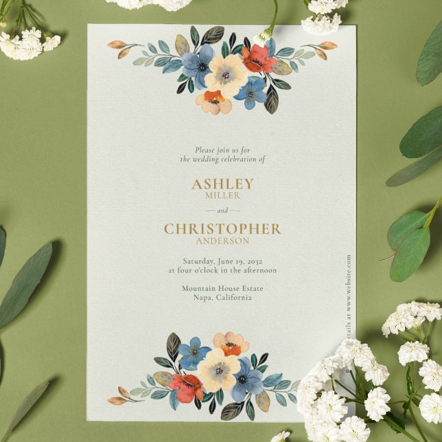 Convites Casamento de Sage All-in-One da Chic Floral Waterc (Criador carregado)