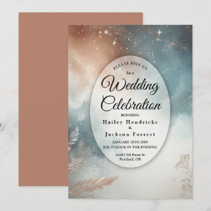 Convites Casamento de Sage e Terracotta Stardust Skies