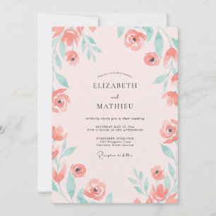 Convites Casamento de Salmão Aqua Folhagem Eucalipto