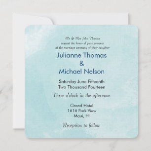 Convites Casamento de Salty Blue Watercolor