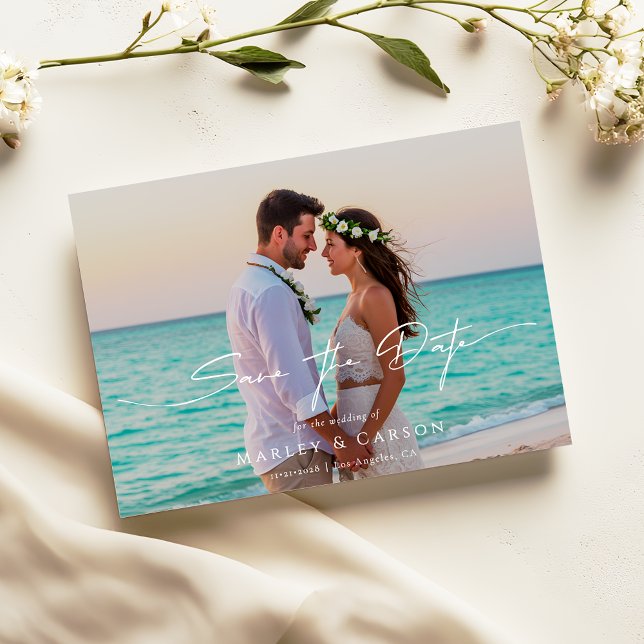 Convites Casamento de Salvar Data de Roteiro de Foto Modern (Criador carregado)