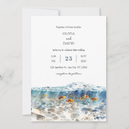 Convites Casamento de Sandy Beach com Shimmering de Peixes