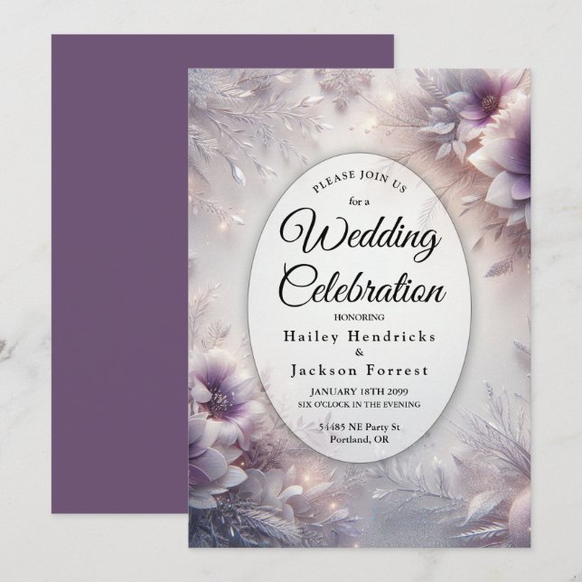 Convites Casamento de Sangue de Inverno de Silver e Soft Am (Frente/Verso)