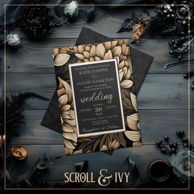 Convites Casamento de Sangue de Seda Dourada e Champagne (Criador carregado)