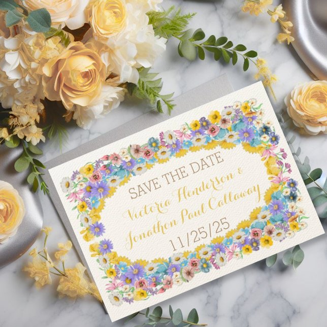 Convites Casamento de Sangue Floral de Flor Amarelo (Criador carregado)