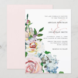 Convites Casamento de Sangue Floral de Pastel Watercolor Pa