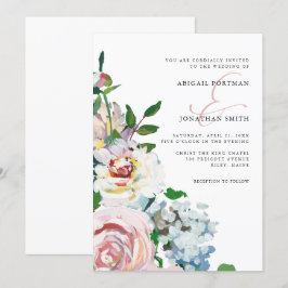 Convites Casamento de Sangue Floral Floral Chic Pastel Wate
