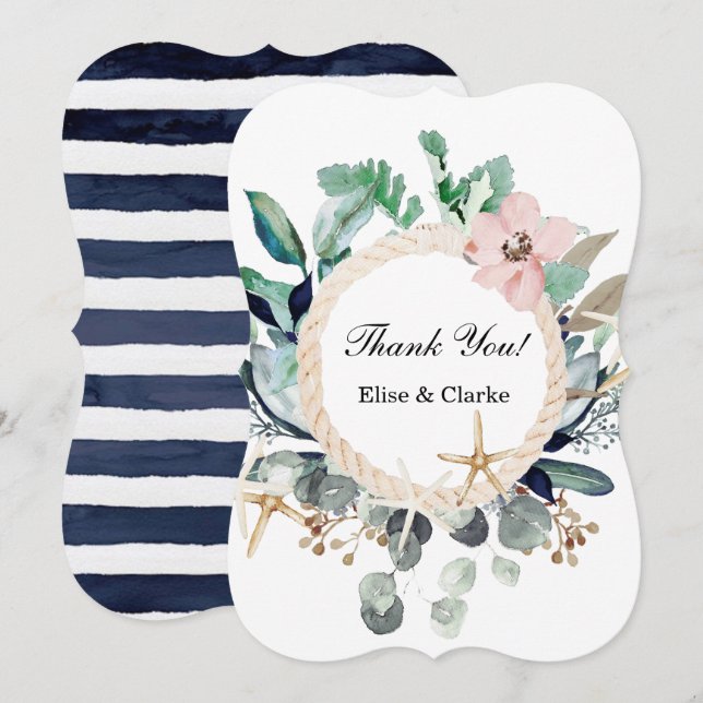 Convites Casamento de Sangue Náutico Marina Obrigado Cartõe (Frente/Verso)