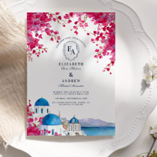 Convites Casamento de Santorini Blue Dome Bougainvillea