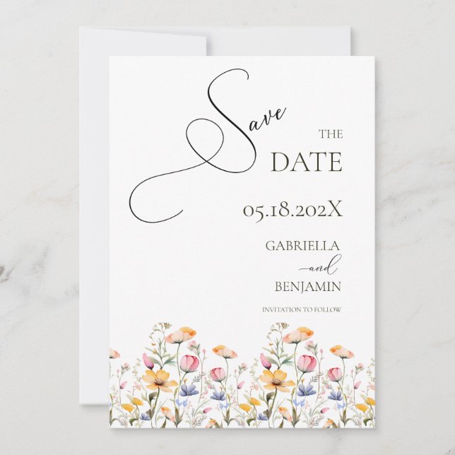 Convites Casamento de Save the Date de Aquarela de Prado de (Frente)