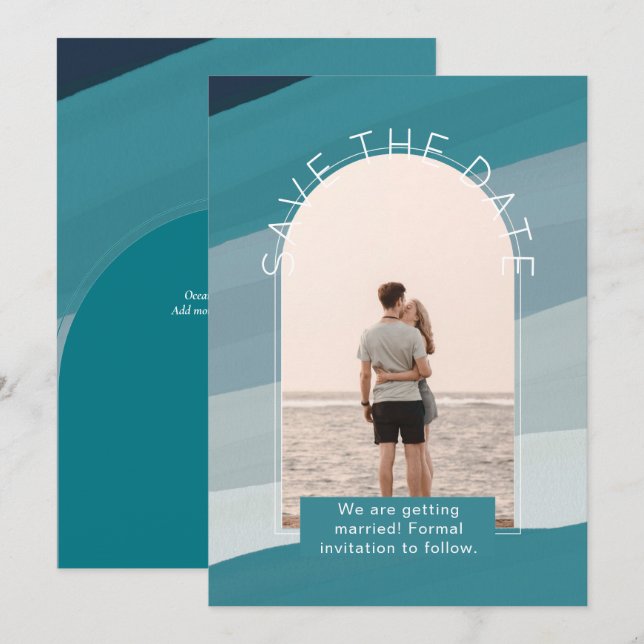 Convites Casamento de Save The Dates de Foto Moderna (Frente/Verso)